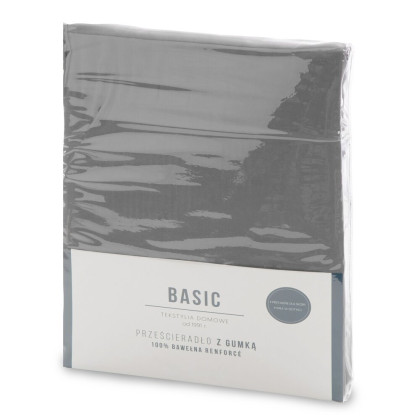 Prestieradlo 180x200 cm BASIC tmavosivé s gumičkou